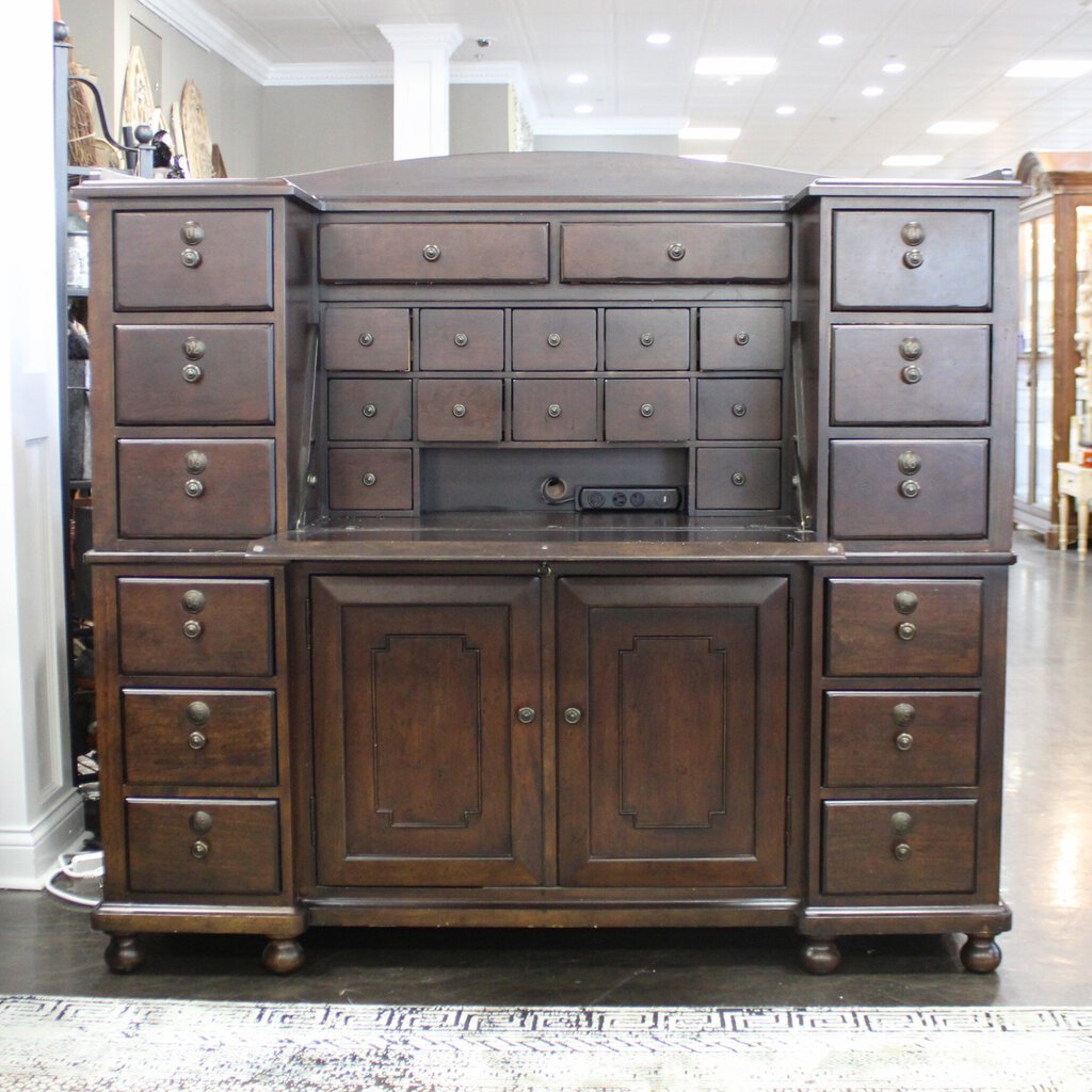 ORIG PRICE-$2585 PAULA DEEN "Earl's Cabinet" Drop Front Desk w/14 Drawers