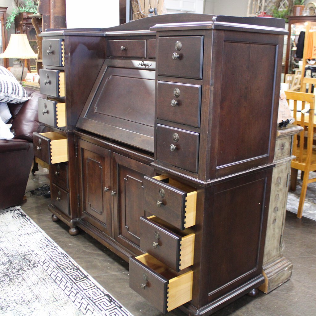 ORIG PRICE-$2585 PAULA DEEN "Earl's Cabinet" Drop Front Desk w/14 Drawers