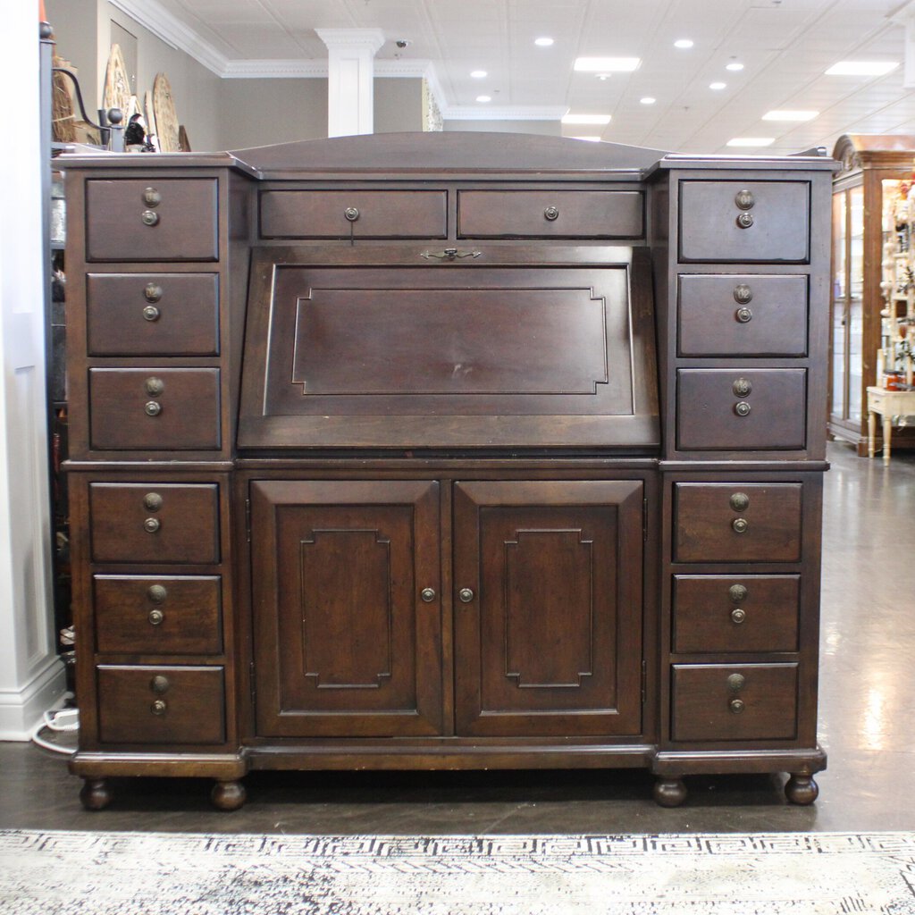 ORIG PRICE-$2585 PAULA DEEN "Earl's Cabinet" Drop Front Desk w/14 Drawers