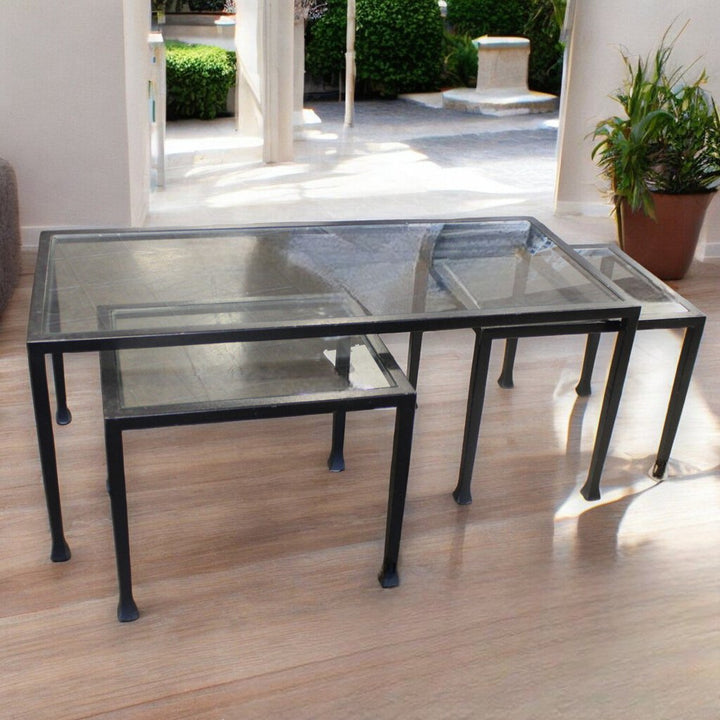 Orig Price $499 - Glass & Metal Nesting Tables