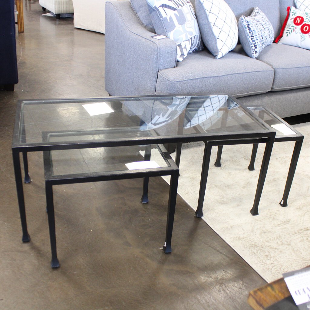 Orig Price $499 - Glass & Metal Nesting Tables