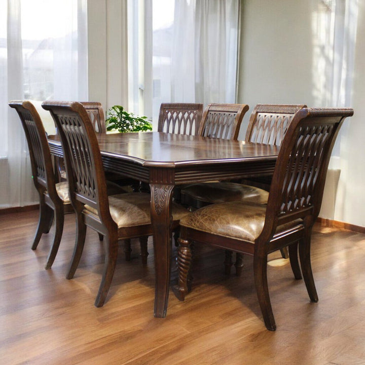 Orig Price $6000 - Dining Table w/ 8 Chairs, 2 leaves, & Pads