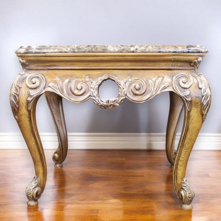 Ornate End Table w/ Marble top