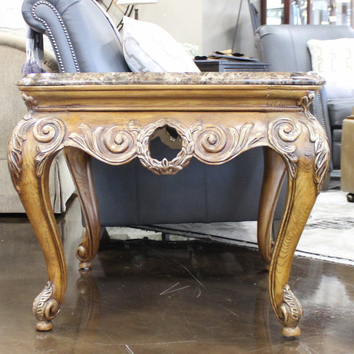 Ornate End Table w/ Marble top