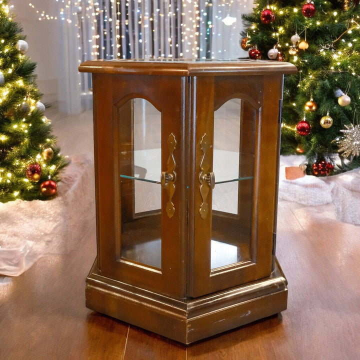 Antique Hexagon Side Table Cabinet