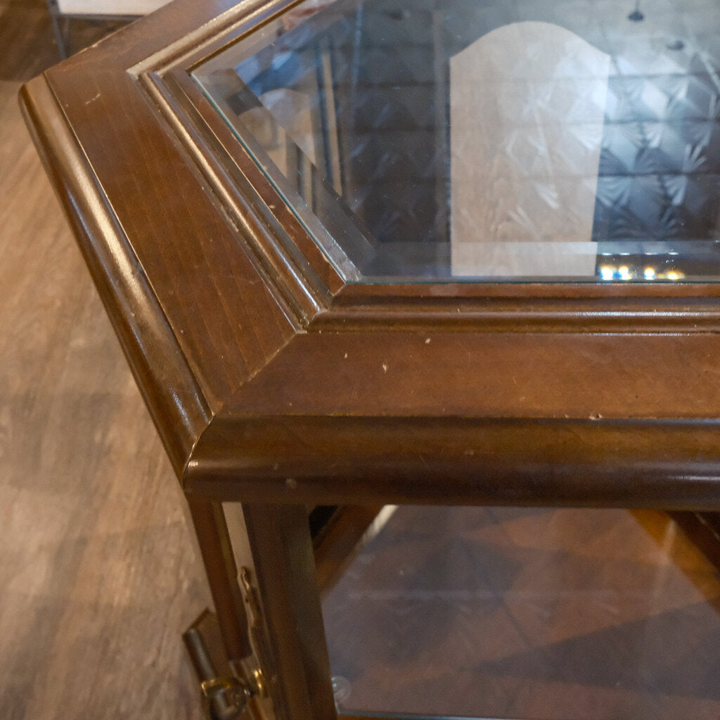 Antique Hexagon Side Table Cabinet