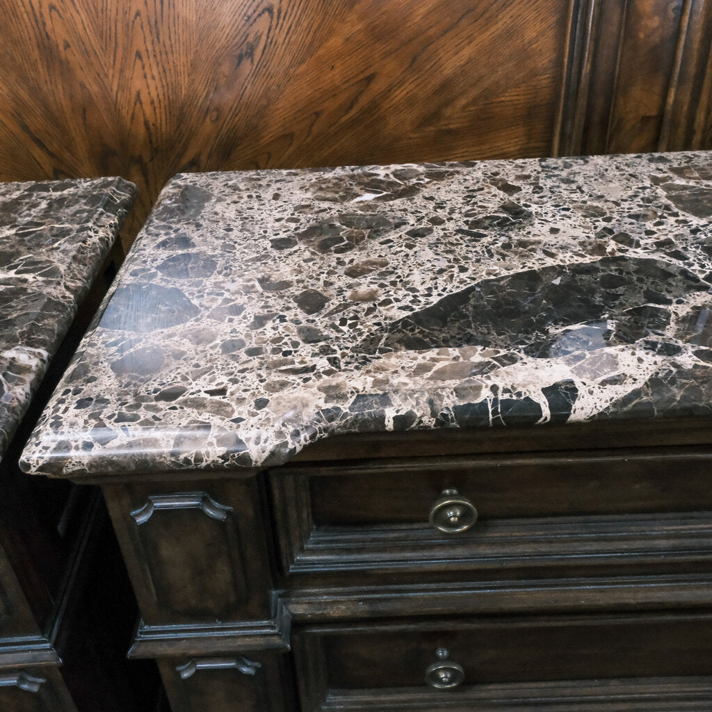 Marble Top 3 Drawer Nightstand -