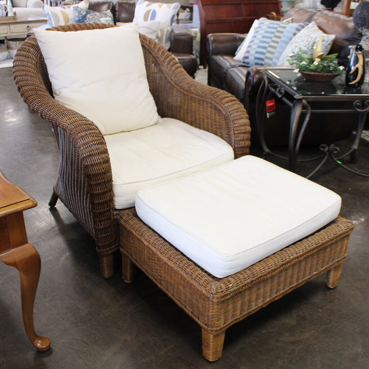 Wicker Chair & Ottoman