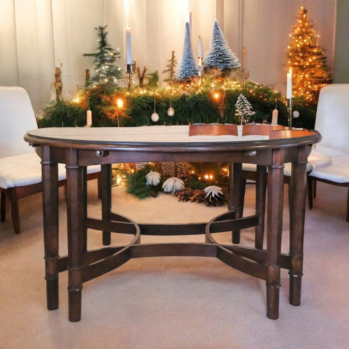 Round Dining Table with Crescent Leaves