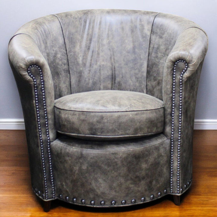 Orig Price $2197 - Leather Swivel Barrel Chair