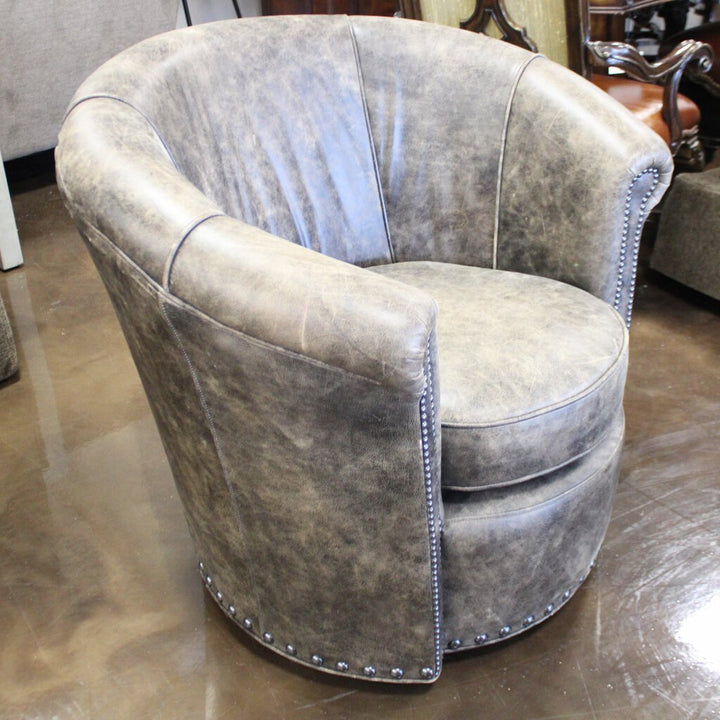 Orig Price $2197 - Leather Swivel Barrel Chair