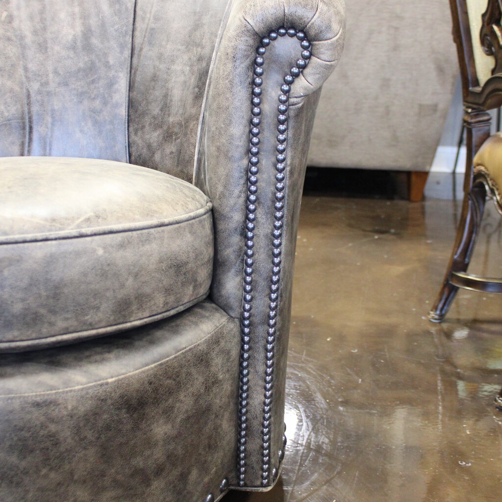 Orig Price $2197 - Leather Swivel Barrel Chair