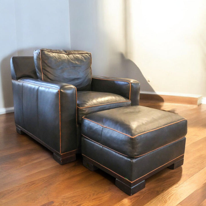 Orig. Price $2500 - Leather Chair with Ottoman