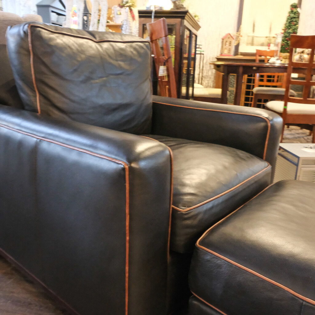 Orig. Price $2500 - Leather Chair with Ottoman