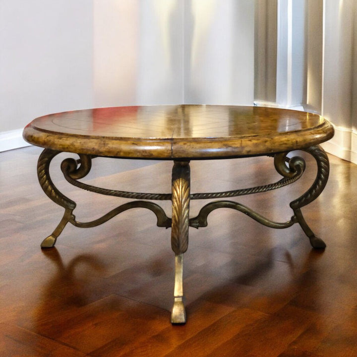 Orig Price $1500 - Round Cocktail Table with Metal Base