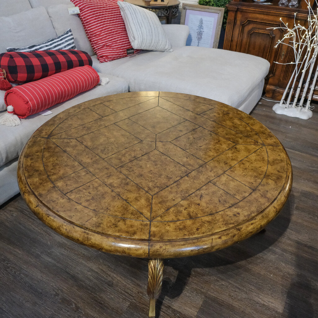 Orig Price $1500 - Round Cocktail Table with Metal Base