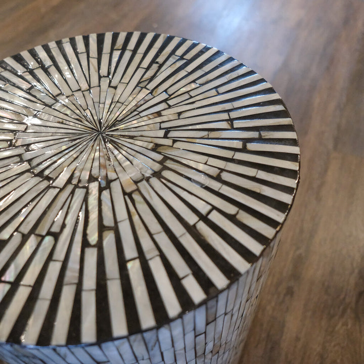 Orig. Price $180 - Mosaic Capiz Drum Table