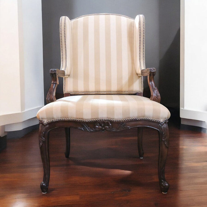 Striped Wingback Arm Chair