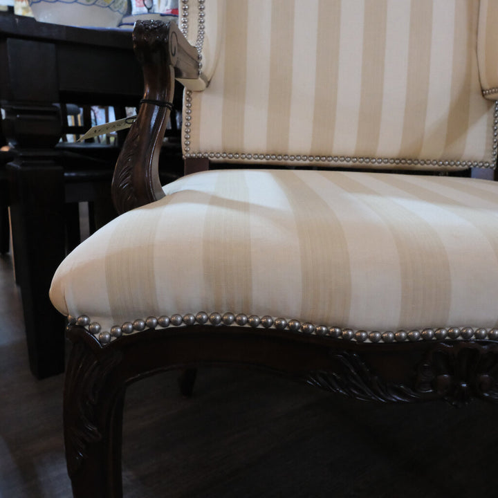 Striped Wingback Arm Chair