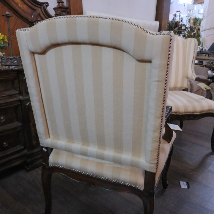 Striped Wingback Arm Chair