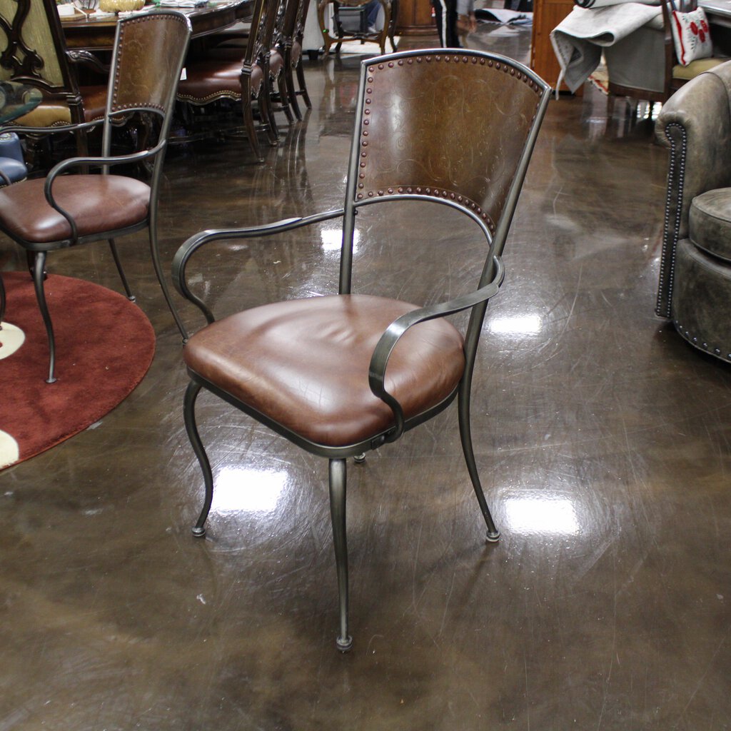 Orig Price $1200 - Glass & Iron Table w/ 2 Chairs