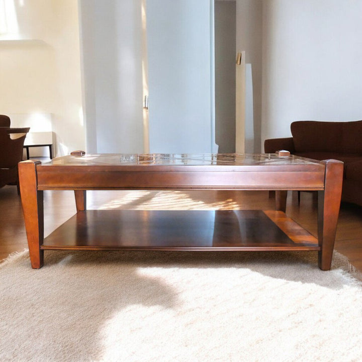 Cocktail Table with Marble Tile Inserts