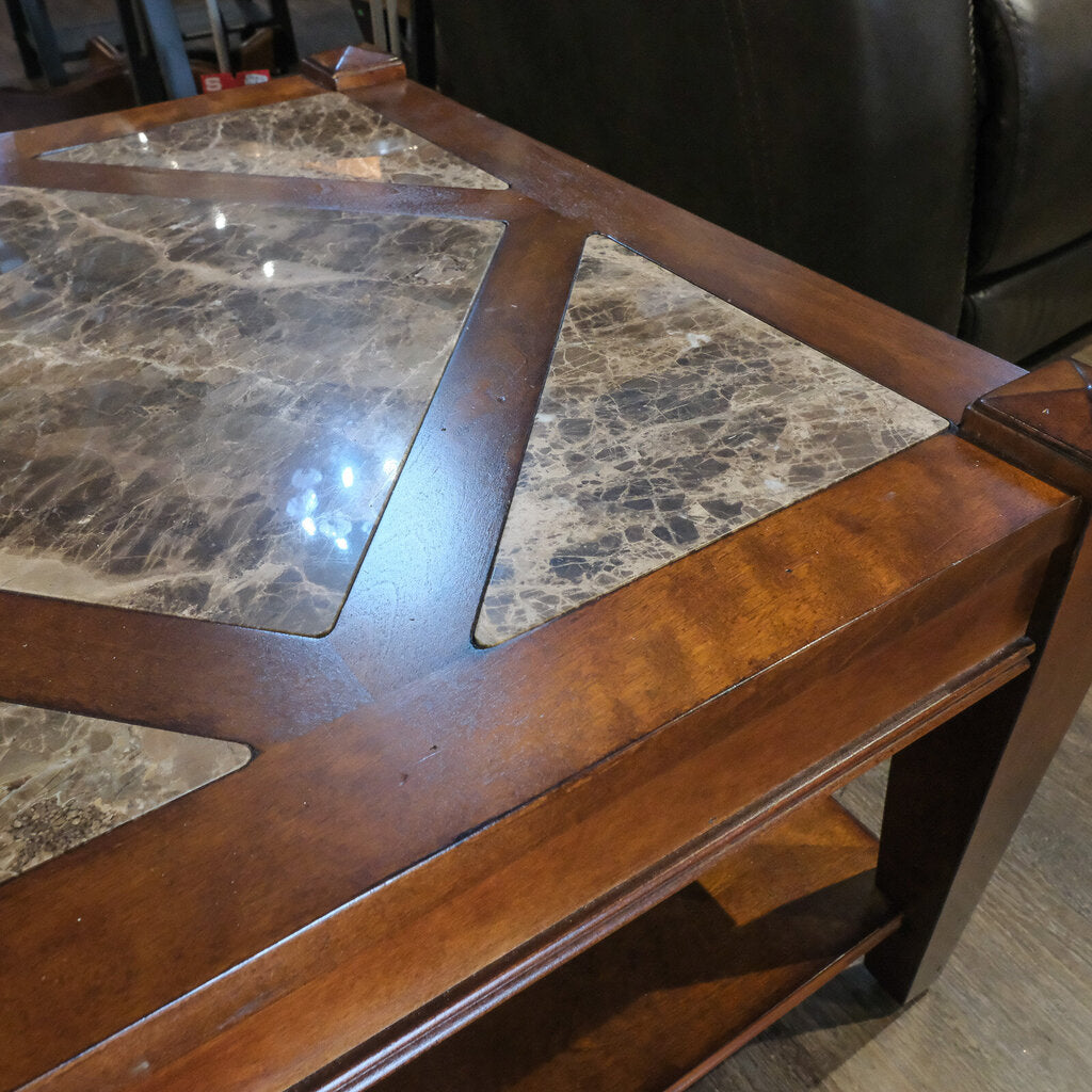 Cocktail Table with Marble Tile Inserts