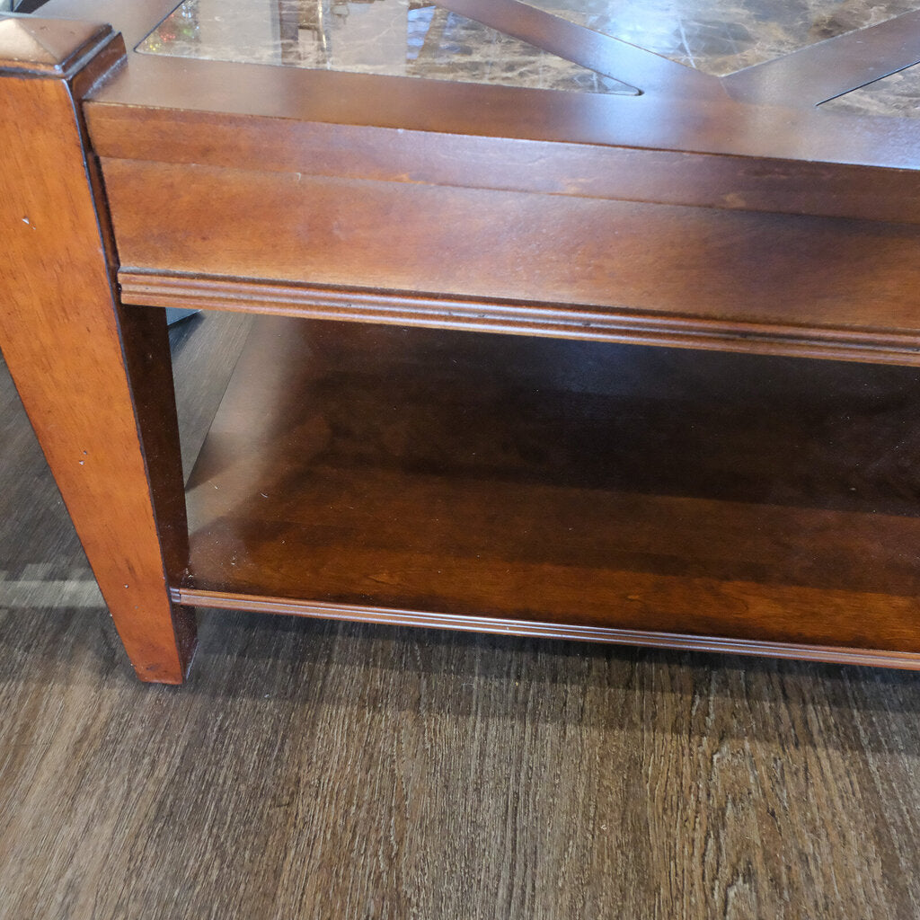 Cocktail Table with Marble Tile Inserts