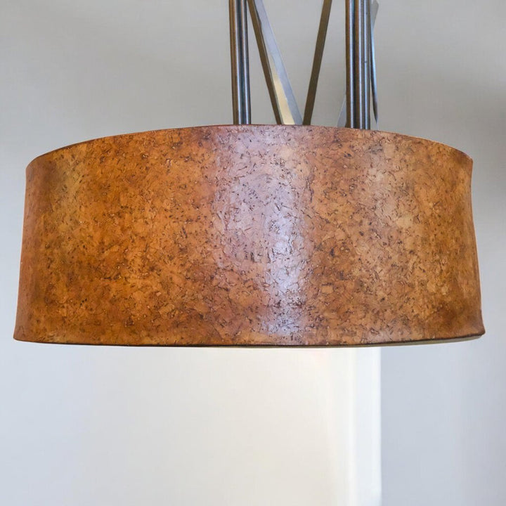 3 Light Drum Cork Textured Chandelier