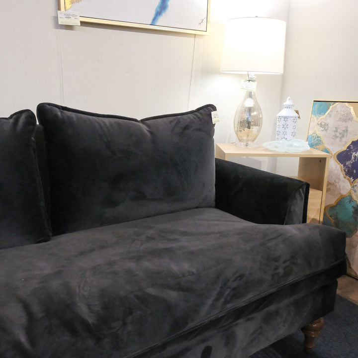 Orig Price $2180 - Black Velvet Loveseat