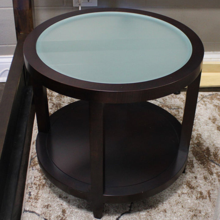 Round End Table w/ Frosted Glass