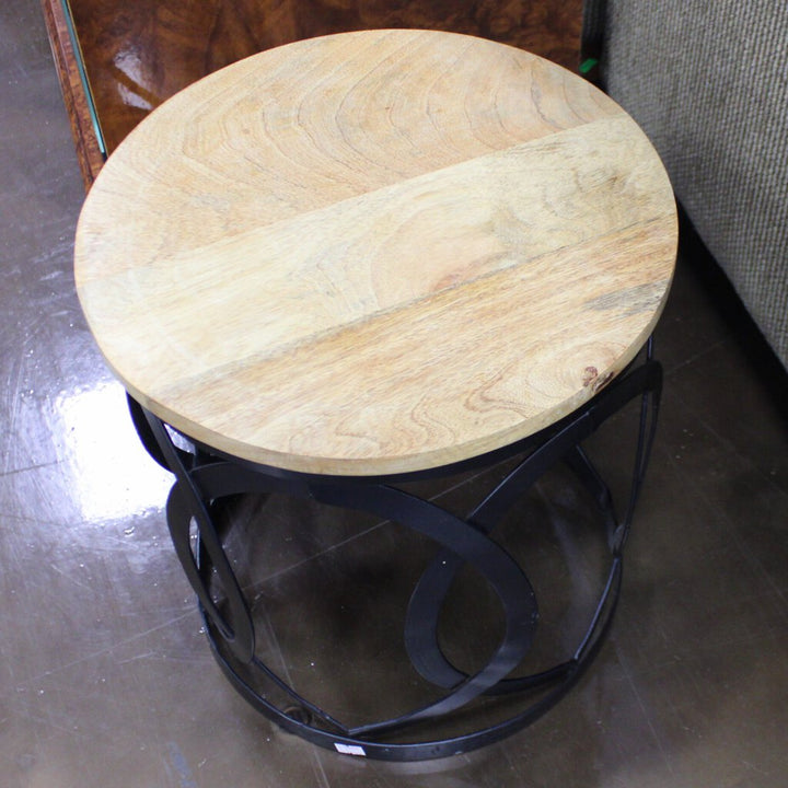 Wood and Metal End Table