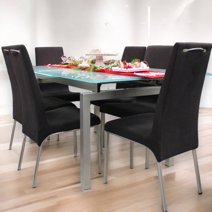 Extendable Glass Dining Table w/ 6 Chairs