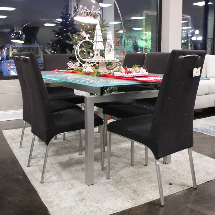 Extendable Glass Dining Table w/ 6 Chairs