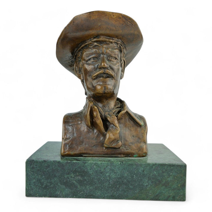 Bronze Cowboy Head on Marble