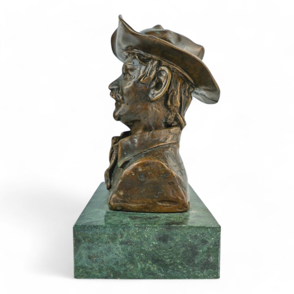 Bronze Cowboy Head on Marble