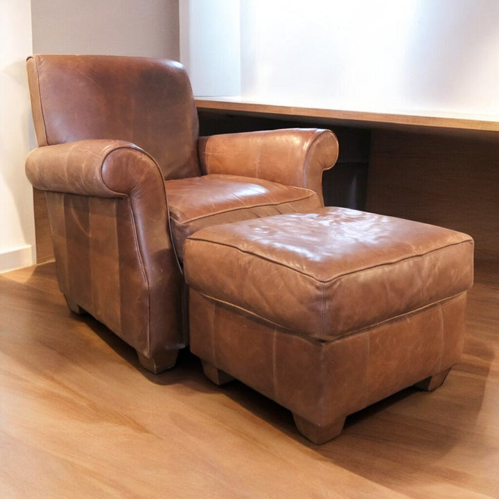 Orig Price $1178 - Leather Chair with Ottoman