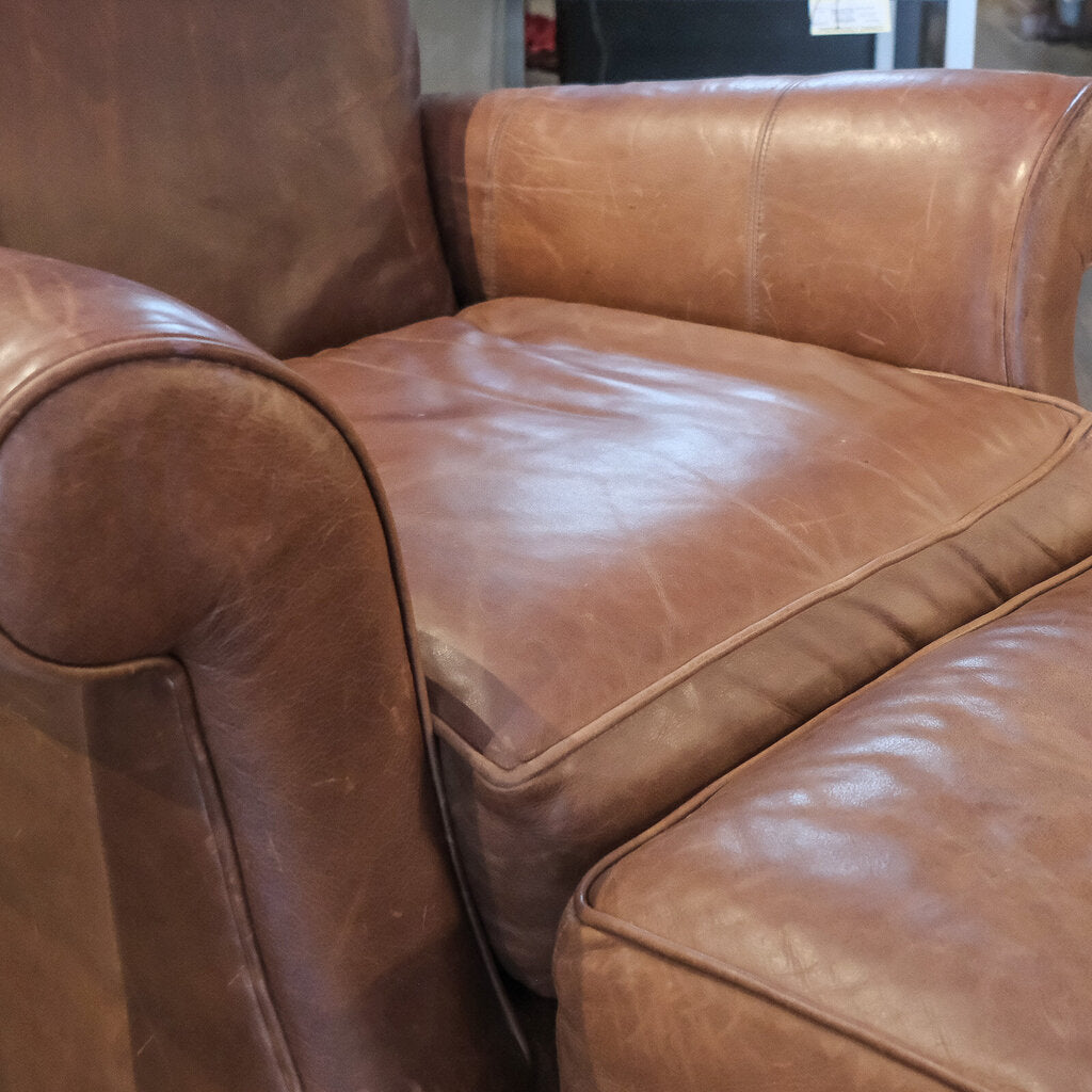 Orig Price $1178 - Leather Chair with Ottoman