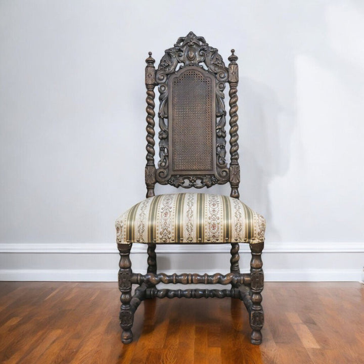 Late 19th Century Hand Carved Victorian Throne Chair