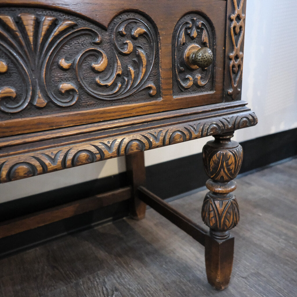 Late 19th Century Hand Carved English Tudor Secretary Desk