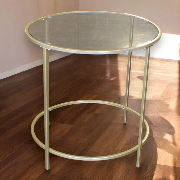 Round Glass End Table