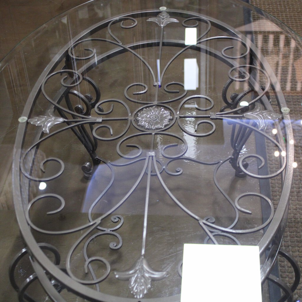 Glass & Metal Oval Cocktail Table