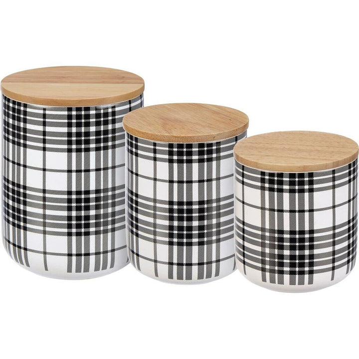 Black Plaid canister Set