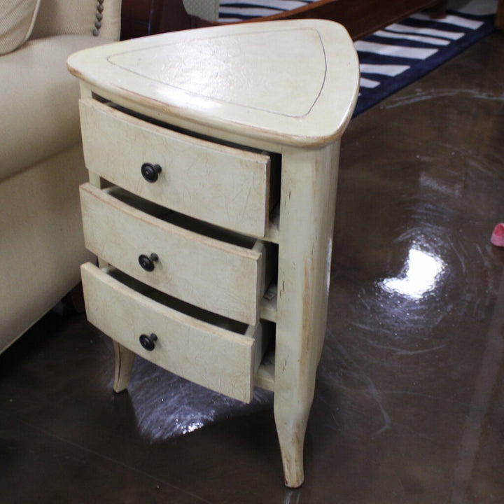 Triangular End Table w/ 3 Drawers