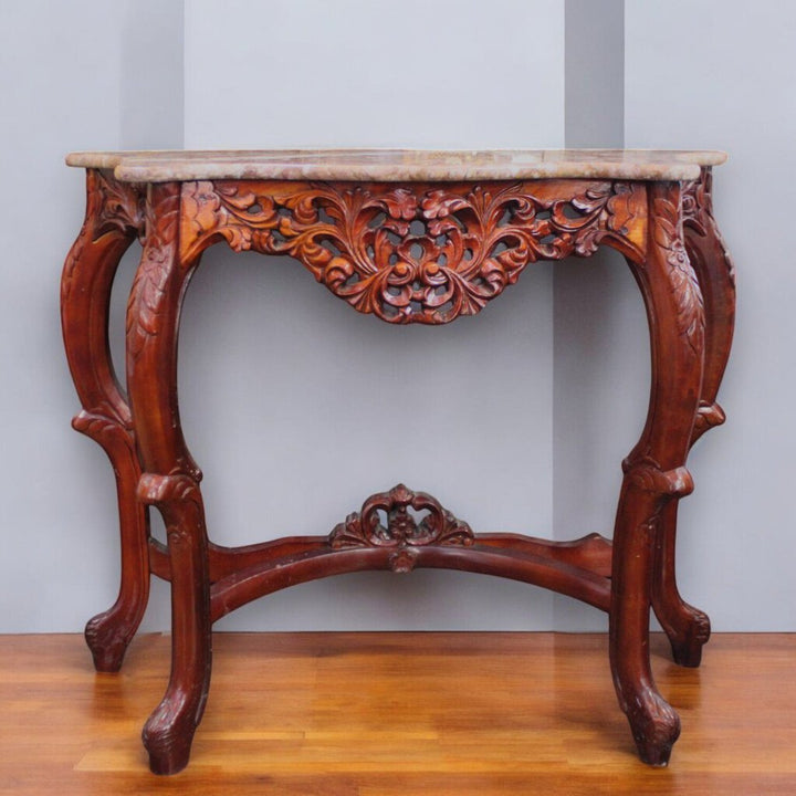 Ornate Sofa Table w/ Marble Top