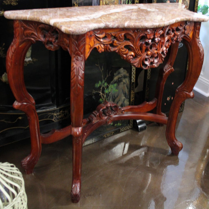 Ornate Sofa Table w/ Marble Top