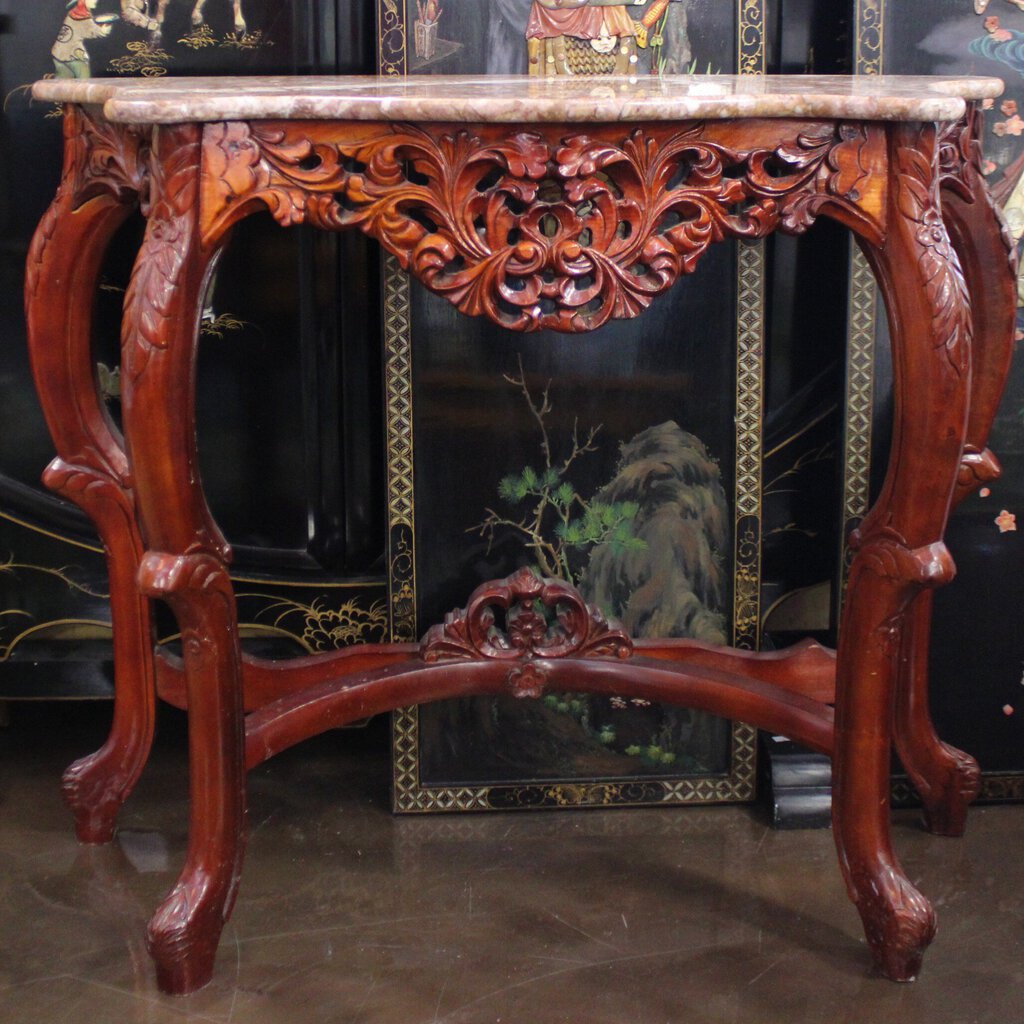 Ornate Sofa Table w/ Marble Top