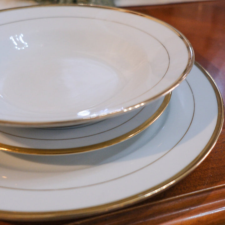 5-Piece Service for 12 Gold-Rimmed China Set