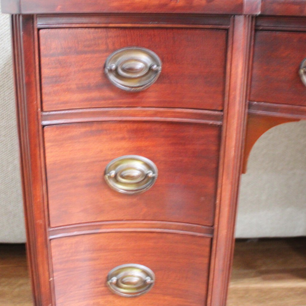 Queen Anne Style Desk w/ Glass Top