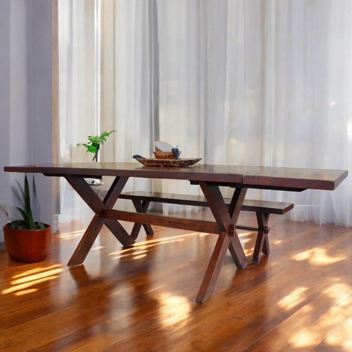 Trestle Table w/ 2 Leaves and Bench